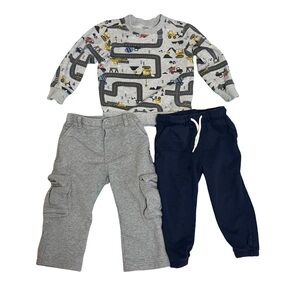 Carter's Construction Print Sweater with Gray and Navy Pants